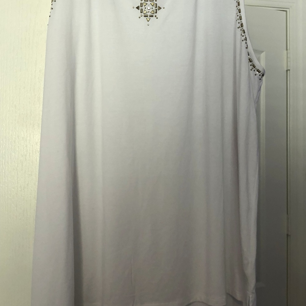 LAST CHANCE Ruby Rd White Tank-Tunic with Gold